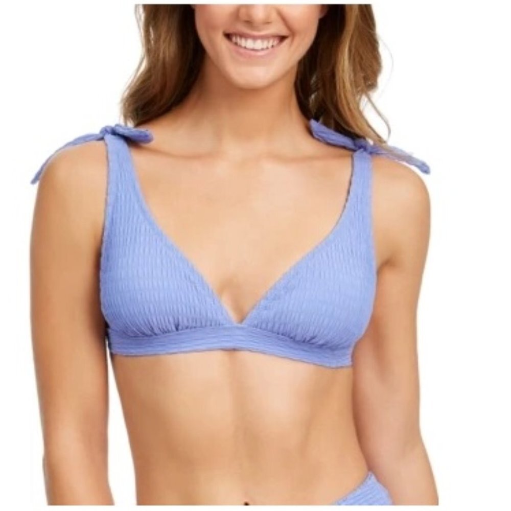 Jessica Simpson Smocked Bow-Tie Bikini Top